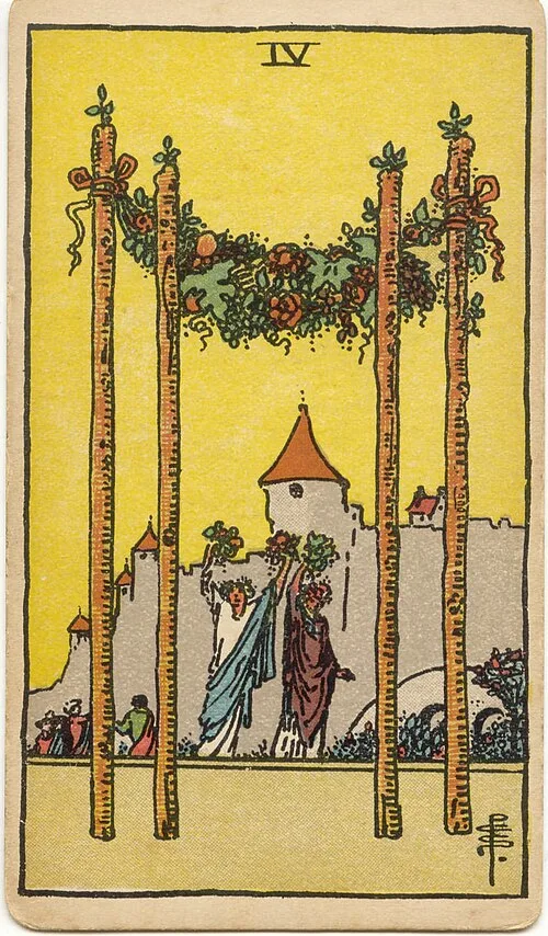 Tranh lá bài Bốn Gậy (Four of Wands)