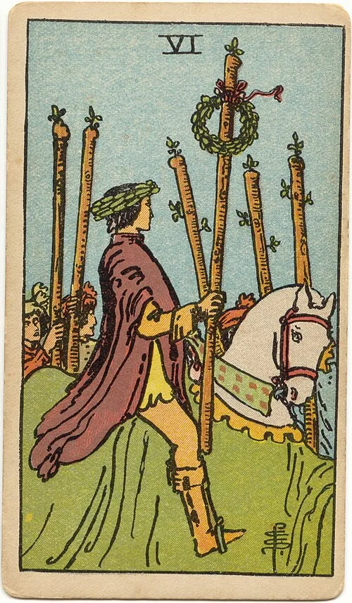 Tranh lá bài Sáu Gậy (Six of Wands)