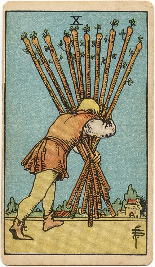 Tranh lá bài Mười Gậy (Ten of Wands)