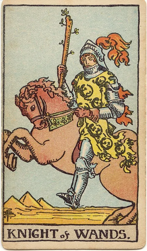 Tranh lá bài Kỵ Sĩ Gậy (Knight of Wands)