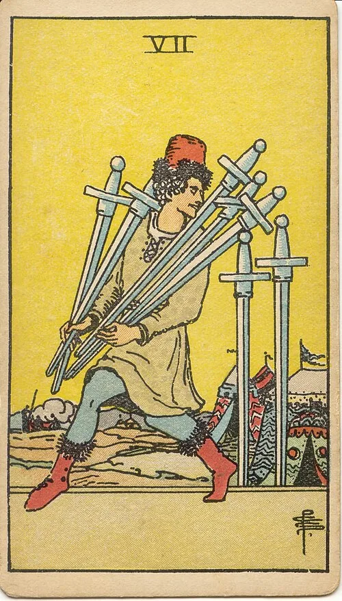 Tranh lá bài Bảy Kiếm (Seven of Swords)