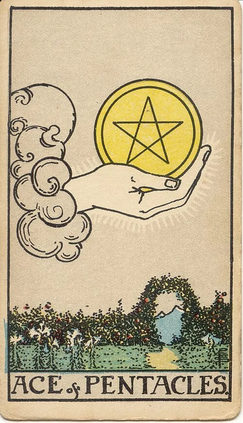 Tranh lá bài Át Tiền (Ace of Pentacles)