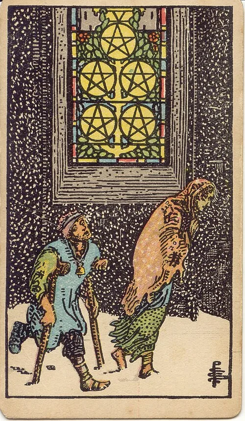 Tranh lá bài Năm Tiền (Five of Pentacles)